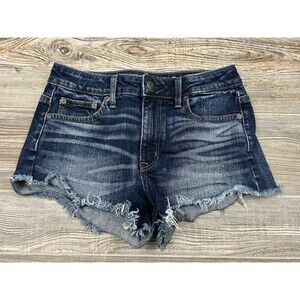 American Eagle Womens 2 Vintage Hi Rise Festival Denim Jean Booty Shorts Raw Hem